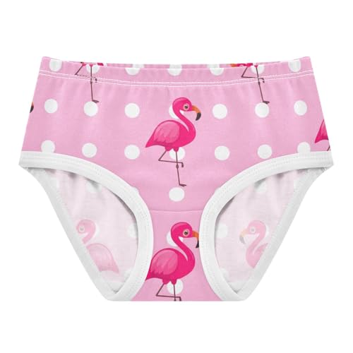 Pink Flamingos Polka Panties for Girl Toddler Girls Underwear Cotton Artistic Briefs Girls Undies 2t