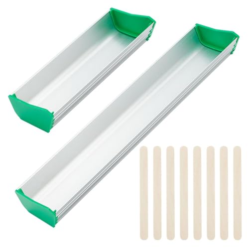 Fingerinspire Recubridor De Pantalla De Aluminio De 2 Tamaños Con 50 Varillas De Madera Para Tartas De Doble Filo, Cuchara De Emulsión Duradera De Platino Para Suministros De Impresión De Serigrafía