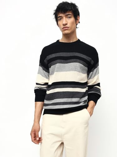 Image of High Star Men Acrylic Knitted Regular fit Round Neck Full Sleeves Sweaters 30