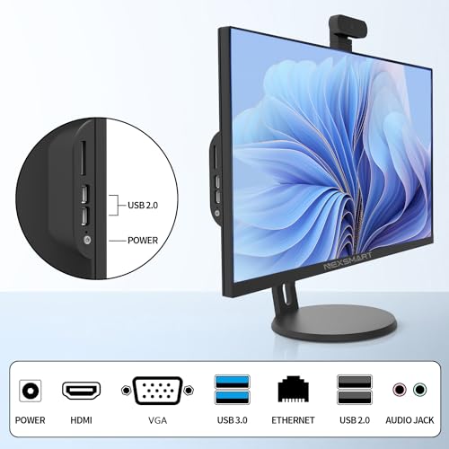 PC All-in-one 8GB RAM 512GB SSD i7 Quad-Core (fino a 3 GHz) 23,8 pollici All-in-One Computer Desktop PC con fotocamera staccabile regolabile,All-in-one pc 2.4G/5G WiFi BT 4.2 IPS HD Display,Nero - RAM - Immagine 5