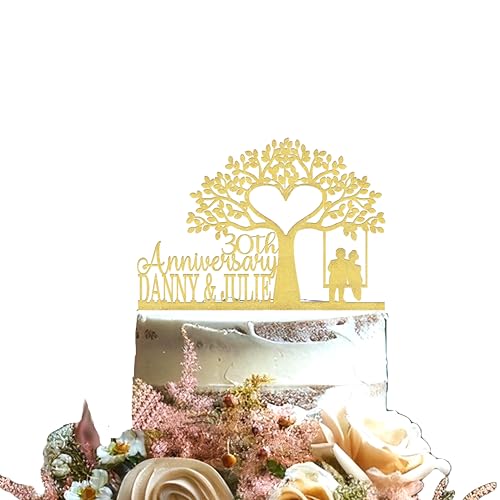 Anniversary Cake Topper- Personalized Rustic 50th cake topper, golden anniversary, 40th, 60th, 10th, 15th, 25th, Gold anniversary topper