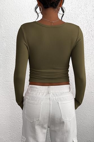 Image of PRETTYGARDEN Women's Fall Long Sleeve Henley T Shirts