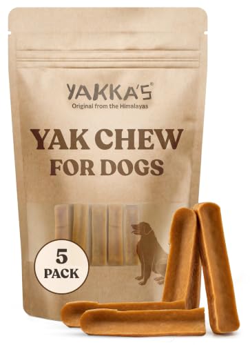 Yakka's Kaukäse für Hunde, käsestangen für Hunde, Hergestelltausnatürlicher Himalaya Yak-Milch, Extra Hart &Langlebigkäseknochen Hund, Kauspaß Zahnpflege, Ideal für Starke Kauer (S, 5er Pack)