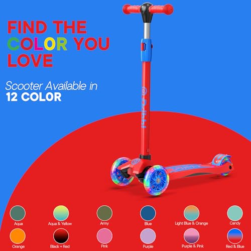 Dribbl 3-Wheel Kids Scooter - Lean-to-Steer Technology, Adjustable Height Handlebar, Anti-Slip Deck, Scooter for Boys & Girls Ages 3+, Child Safety Approved, Support Riders Up To 165 lbs, Red and Blue by Dribbl - Image 8