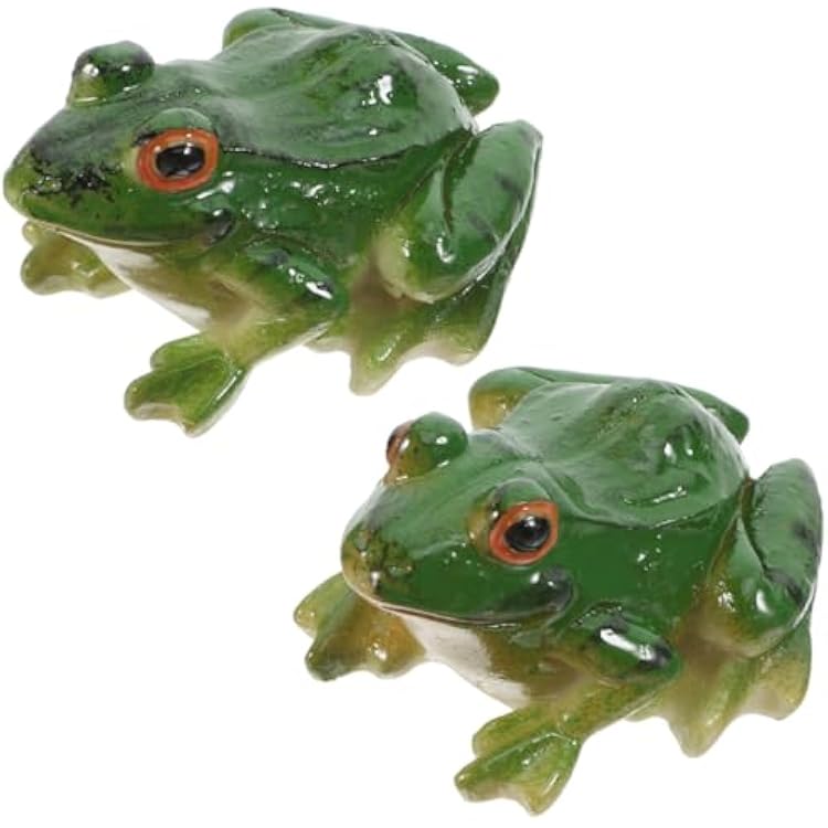 Frog Statue Ornaments - Resin Frogs Micro Landscape Craft Animal Sculpture 2pcs for Garden Yard Patio Fairy Garden Accessories Decor