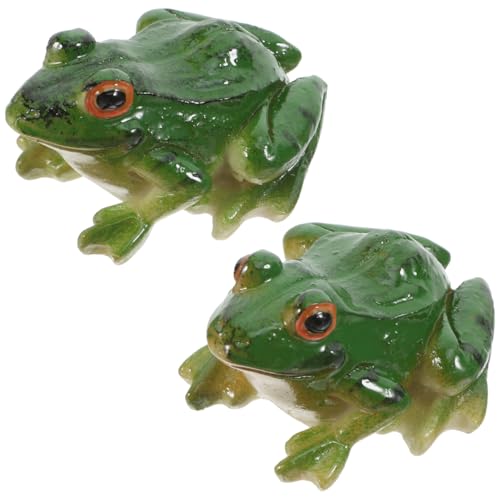 WINOMO Frog Statue Mini Animal Sculpture Indoor Outdoor Decor for Garden Patio Yard Micro Fairy Garden Ornaments,Green,6.5X5.5CM