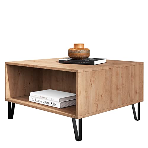 Newroom Couchtisch Wildeiche Wohnzimmertisch Skandi Modern - 60x37x60 cm (BxHxT) - Sofatisch Ablagetisch Tisch - [Loya.six] Wohnzimmer Gästezimmer Büro