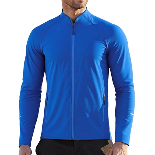 Generisch Chubasquero para hombre, ligero, resistente al agua, plegable, cortavientos, para camping, exterior, transpirable, chaqueta de senderismo, chaqueta ligera para senderismo, azul, L
