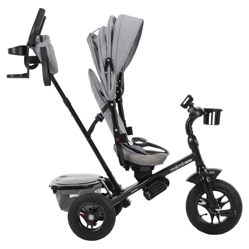 Image of Huffy Malmo Ultra 4-in-1 Canopy Trike with Adjustable Push Handle, Folding Footrest, Removable Canopy, and Accessories , Gray
