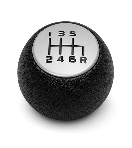 1neiSmartech Pomello Leva Cambio 6 Marce Compatibile con Fiat Sedici (189 FY) 2006-2014 Filettato in Metallo, Retromarcia Basso Destra, Nero con Lente Opaca Grigio Argento