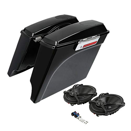 TCMT 5" Extended Saddlebags con tapas para altavoces 5"x7" para Harley Touring modelos CVO Road Glide, Road King, Street Glide, Electra Glide Ultra Classic 1994-2013 miniatura 1