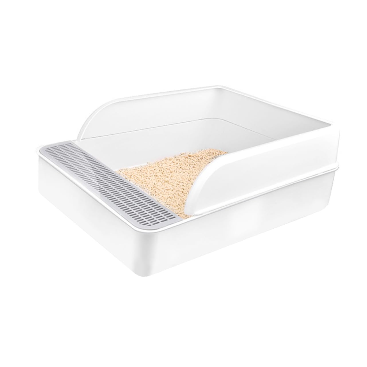 Yardwe Halbgeschlossene Katzentoilette aus Weißem Pp mit Spritzschutz und Katzenfreundlichem Design für Gebrauch im Zuhause als Praktisches Katzenbecken Zufälliger Stil