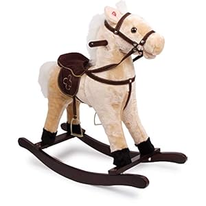 small foot Schaukelpferd „Zottel“ aus Holz und Stoff, mit Soundeffekten (Galoppgeräusch und Wiehern), ab 3 Jahren, 4101, Groß