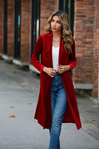 Image of R.Vivimos Women's Long Sleeves Casual Velvet Jacket Open Front Cardigan Coat Outerwear