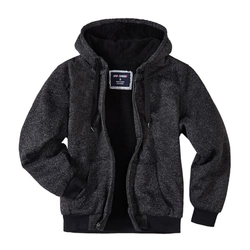Image of LeeHanTon Sherpa Lined Hoodies for Men Heavyweight Full Zip Up Sweatshirt Thick Fleece Winter Warm Work Jackets Plus Size
