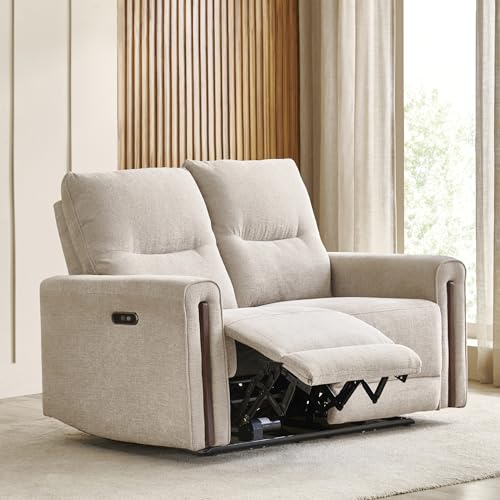 Image of Home Centre | Malinda Fabric 2 Seater Electric Recliners | Recliner Sofa for Living Room | Pine Wood | Beige | 1 Year Warranty