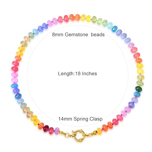 Beaded Gemstone Necklace For Women, Boho Choker, Rainbow Gemstone Necklaces, Handmade Jewelry Gift2