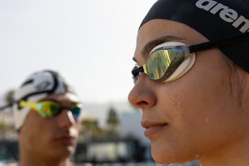 Image of ARENA Unisex Python Racing Swim Goggles for Men and Women Anti-Fog No Leak Max Comfort Dual Strap, Mirror /Non-Mirror Lens