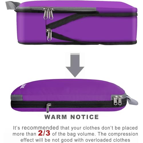 Image of BAGAIL 4 Set /6 Set /8 Set Compression Packing Cubes Travel Accessories Expandable Packing Organizers (Cloth Pattern, 4-Purple)