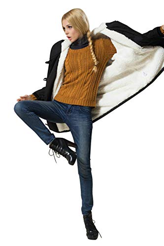 Eleter Women's Winter Warm Coat Hoodie Parkas Overcoat Fleece Outwear Jacket With Drawstring (3X-Large, Black) #TOP6