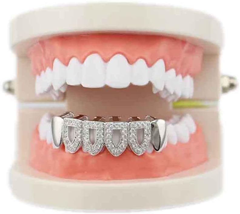 Psivika Gold Plated Iced Out Hip Hop Bling 6 Six Open Face Removable Top Grillz