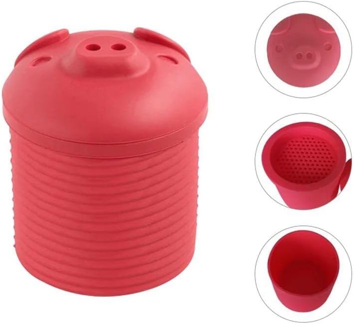 Miniatura 4 de Lindo colador y colador de grasa de tocino  Rojo  Recipiente de grasa de tocino en tarro de silicona con colador