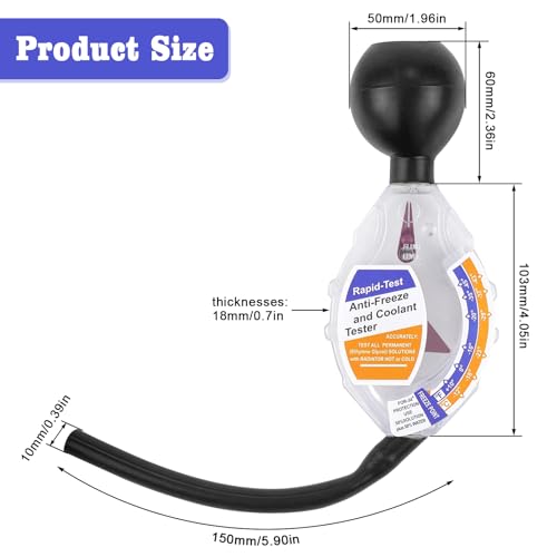 Rierousy KFZ Frostschutzprüfer, Auto Kühlmittel Tester, Frostschutz Tester bis Zu -43°C, Kühlerfrostschutz Messgerät
