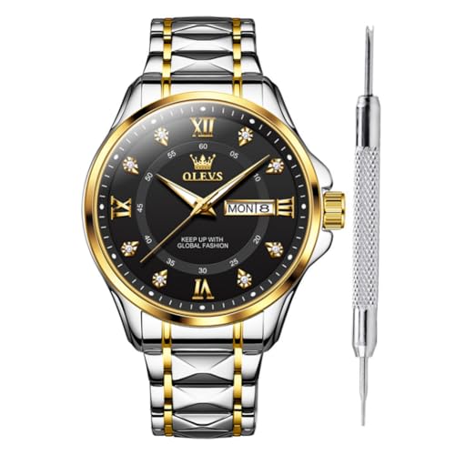 Montre à quartz analogique OLEVS en acier inoxydable étanche pour homme