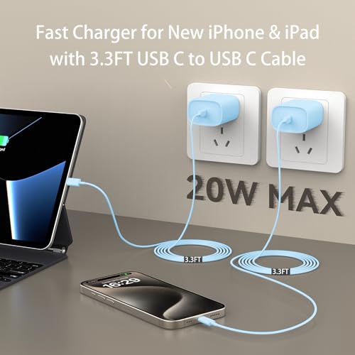 iPhone 18 17 16 15 Charger Fast Charging, 2Pack USB C Charger Blcok & Cable - image 7