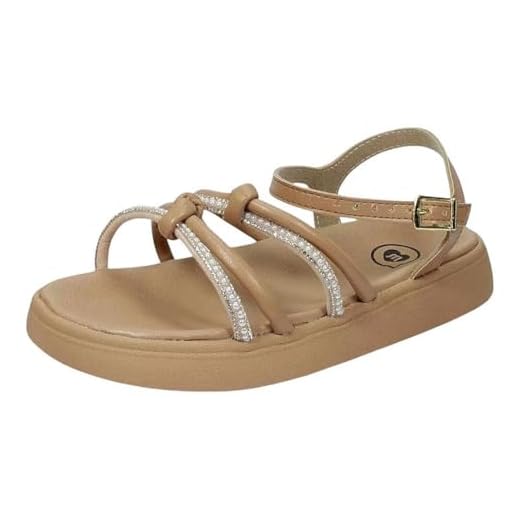 Sandália Infantil Menina Molekinha Conforto Glitter Nude 35
