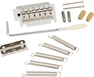 Complete set of a bridge Fits most players, Deluxe, Classic Players and Vintera Modified Series Stratocasters Modern 2-point tremolo design 2-1/16 inch string spacing 2-7/32 inch bolt spacing