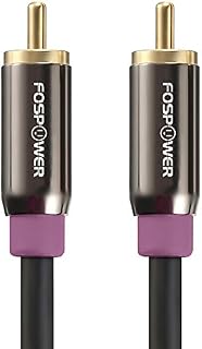 FosPower Subwoofer Cable (3.0M/10FT), [24K Gold Plated | Dual Shieldeded] RCA Subwoofer Audio Cable Connector for Surround Sound/Dolby Digital/DTS - Male to Male