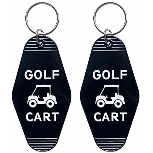 Image of 2pcs Golf Cart Keychain Plastic Retro Motel Golf Cart Key Chain for Women Men