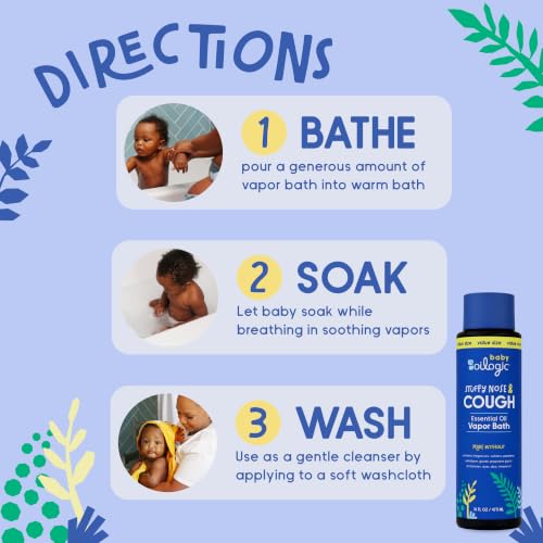 Image of Oilogic Baby Stuffy Nose & Cough Soothing Vapor Bath for Babies & Toddlers | Gentle Cold Care & Congestion Care for Infants - Vapor Bath with Essential Oil Blends Soothes & Comforts - Baby Care Products