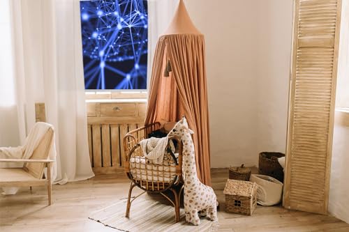 Store enrouleur perméable 140x240cm à points bleus pour intérieur sans perçage