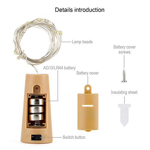 Aluan Wine Bottle Lights with Cork 12LED 10 Pack Bottle Lights Waterproof Battery Powered Cork Lights for Wine Bottles Jar Party Wedding Christmas Festival Bar Decoration 10 Pack, Colorful Light - Thumbnail 3