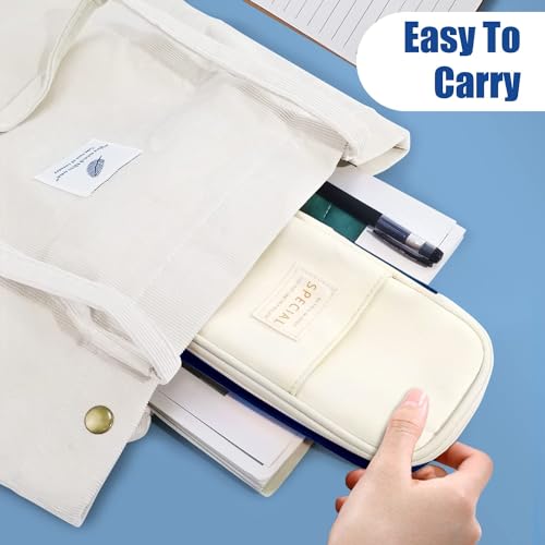 Image of LABUK Capacity Pencil Case Pouch, Cute Big Capacity Zipper Cases Pen Portable Office Stationery Makeup Bag, Desk Organizer for College Adults Women Men (Cotton Blue)