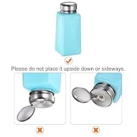 sourcing map Lösemittel Alkohol Spender 250ml(8.5oz) Drückbare Flüssigkeit Spender Pumpe mit Dichtung Edelstahl Deckel für Aceton Reiniger Poliermittel Entferner Blau – Ansicht 4