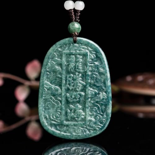 Collier amulette dragon en jadéite cireuse verte idée cadeau - 3