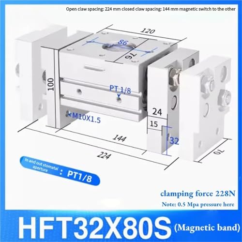 Vérin pneumatique à Doigt Large HFT32X80S pour automatisation - 3