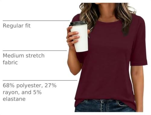 Image of ANRABESS Womens Half Sleeve Tops Crewneck Shirts Basic Fit Work Tee