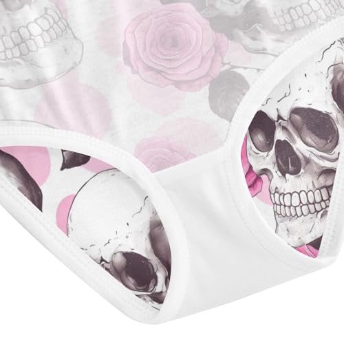 Wusikd Skulls Roses Girls' Underwear Cotton Dots Girls Briefs Soft Toddler Underwear 2T 5