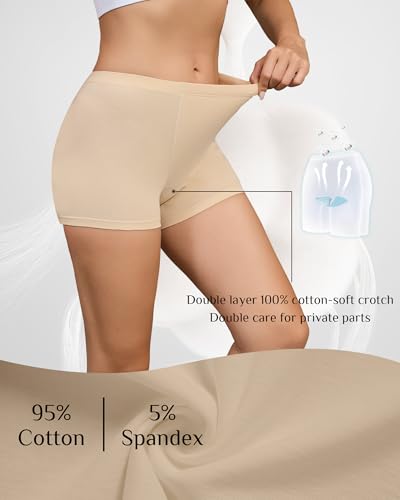 Cotton Boyshort Underwear for Women Cotton Boxer Briefs for Women Underwear Shorts 4 Pack(FQ)2