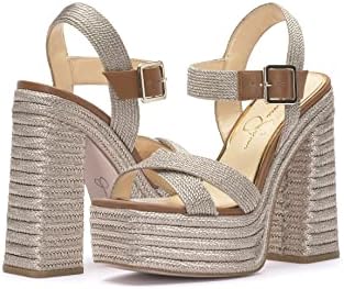 Jessica Simpson Women's Brycen Platform High Heel Sandal Wedge, Platino, 8.5 | Image 7