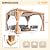 MELLCOM Aluminum Louvered Pergola - 11x13, Adjustable Pitched Roof, Wood Grain Finish with Waterproof Curtains and Nets