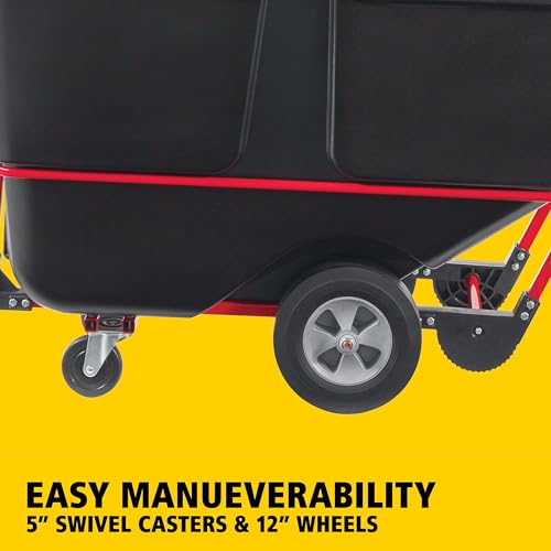 Image of Rubbermaid Commercial Forkliftable Polyethylene Dump Truck, 850-Pound Capacity, Black, for Office Buildings /Schools /Restaurants /Festivals