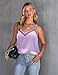 Ekouaer Women's Silk Satin Tank Tops 2025 V Neck Adjustable Spaghetti Strap Sleeveless Camisole Summer Basic Blouse Lilac