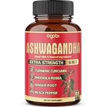 90 Capsules - Ashwagandha Supplement Capsules - Ginger Root, Turmeric, Rhodiola Rosea & Black Pepper
