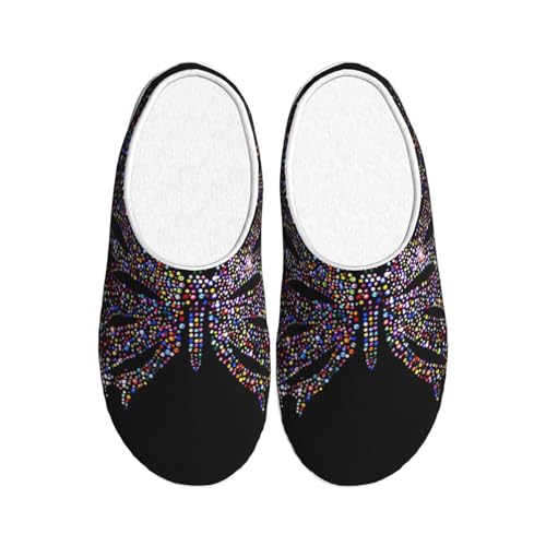 Pantoufles d'hiver chaudes peluche femme homme EdWal strass papillon 39