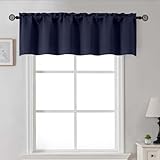 Gwine Navy Blue Valance for Windows, Small Blackout Valance Kitchen Curtains for Bathroom Basement, Modern Rod Pocket Thermal Insulated Window Treatment, 60' Wx14 L, 1 Piece